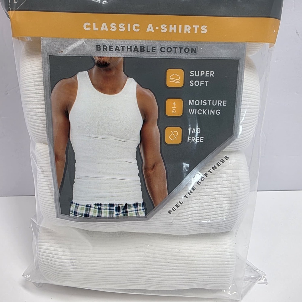 Gildan Select Mens Classic A-Shirts White 5 Pack Size S 34-36 New